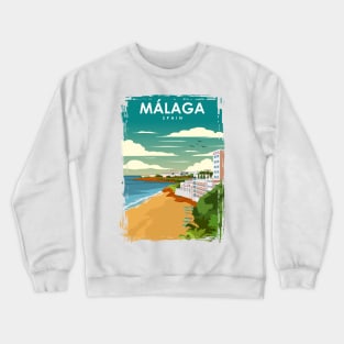 Malaga Spain Vintage Minimal Retro Travel Poster Crewneck Sweatshirt